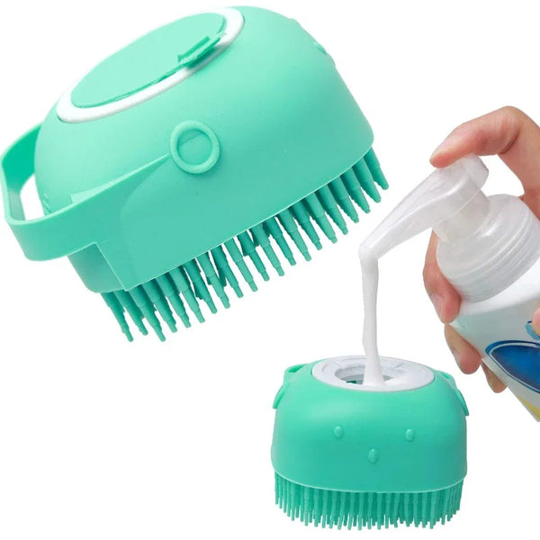 2-in-1 Pet Shampoo Brush & Dispenser – Soft Silicone Grooming & Massage Comb for Dogs & Cats (80ml)