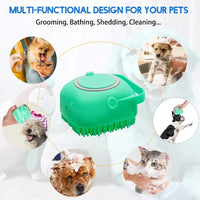 2-in-1 Pet Shampoo Brush & Dispenser – Soft Silicone Grooming & Massage Comb for Dogs & Cats (80ml)