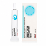 A professional product photograph of a Surolan-alternative veterinary ear ointment, showing a clean white metal tube and its matching white cardboard box side-by-side. Both packaging elements feature clean English labeling, clear text identifying it as 'Compound Nystatin Ointment', and list the active ingredients (Nystatin, Neomycin Sulfate, Permethrin, and Triamcinolone Acetonide). The box includes the 10g size and 'Veterinary Use' markings, set against a solid white background.