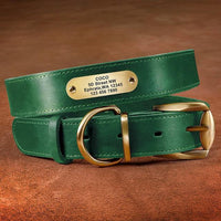 Personalized Dog Collar And Leash Set - Real Leather Pet Collars Dogs Walking K9 XXS-XL - FastAndSafeStoreFastAndSafeStore