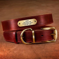 Personalized Dog Collar And Leash Set - Real Leather Pet Collars Dogs Walking K9 XXS-XL - FastAndSafeStoreFastAndSafeStore