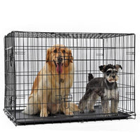 Folding Dog Crate | Dog Crate Features Space-Saving Overhead “Garage” Style Door & Comes Fully Equipped w/ Replacement Tray, Divider Panel & Floor Protecting Roller Feet - FastAndSafeStoreFastAndSafeStore